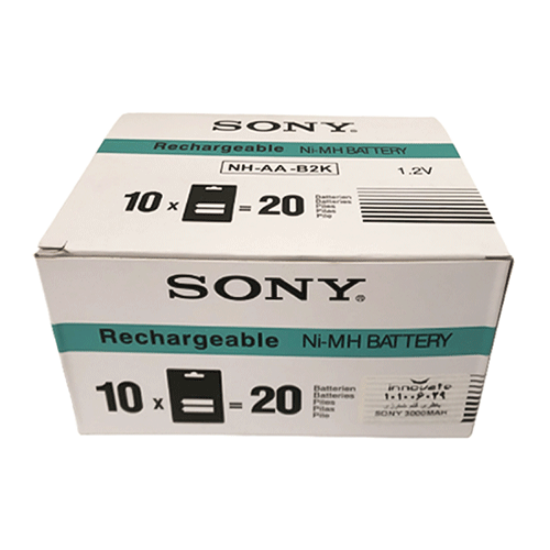 تصویر  باتری قلمی شارژی Sony مدل NH-AA-B2K جعبه 10 بسته ای
